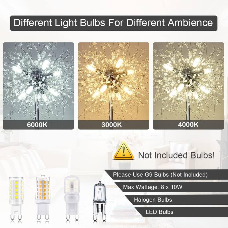 Crystal Floor Lamp for Bedroom, Floor Lamp for Living Room, Elegant Standing Lamp