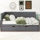 preview thumbnail 18 of 30, Twin Size Solid Pine Wood Daybed, Sofa Bed Frame with X-Shaped Design Guardrail for Kids Boys Adults