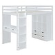 preview thumbnail 6 of 7, Full Size Loft Bed with large shelves, writing desk and LED Light White