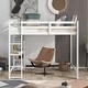 preview thumbnail 13 of 22, Full Size Loft Bed Wood Bed Frame with Built-in Desk and Shelves, Full Length Safety Guardrail for Kids Teens Bedroom/Dorm White - Full