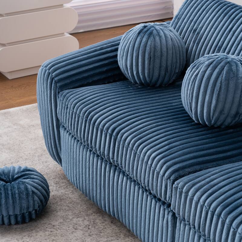 84.4" Corduroy 3-Seater Sofa with Wood Frame & Soft Cushions