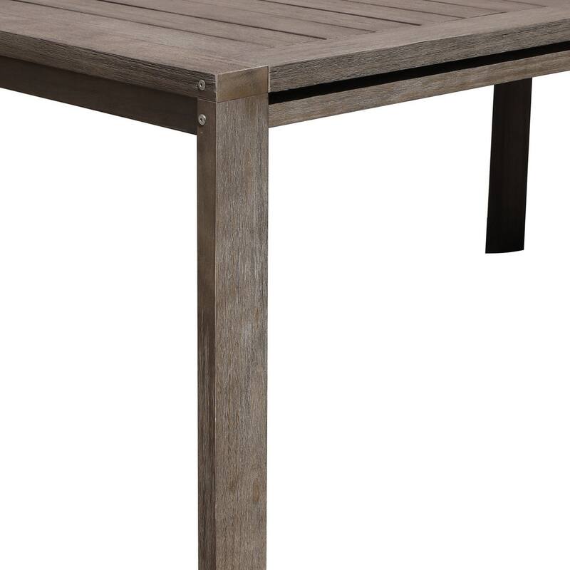 Neji 70 Inch Dining Table, Burnt Brown Eucalyptus Wood Frame, Plank Top