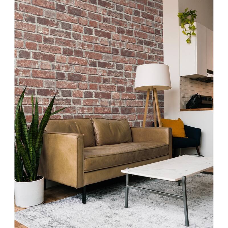 Seabrook Designs Distressed Red Brick Prepasted Wallpaper - 20.5 in. W x 33 ft. L