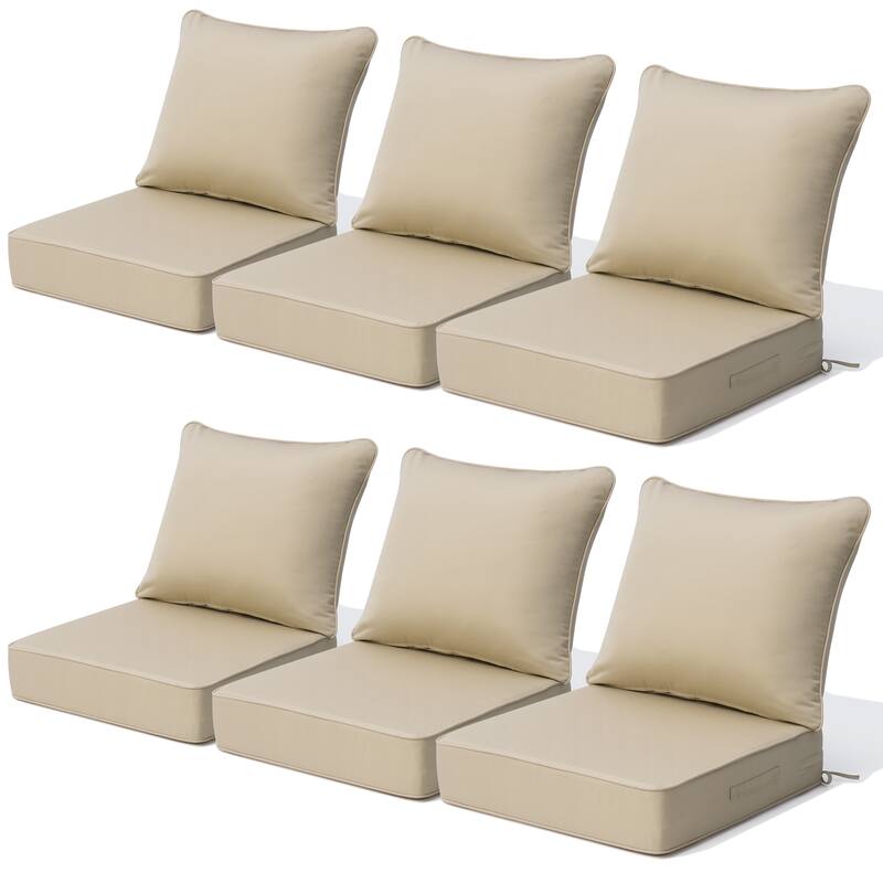 24''Wx24''Dx5.5''in Patio Sunbrella Outdoor Seat Cushions Set (Seat & Back) - CanvasAntiqueBeige - 6PC