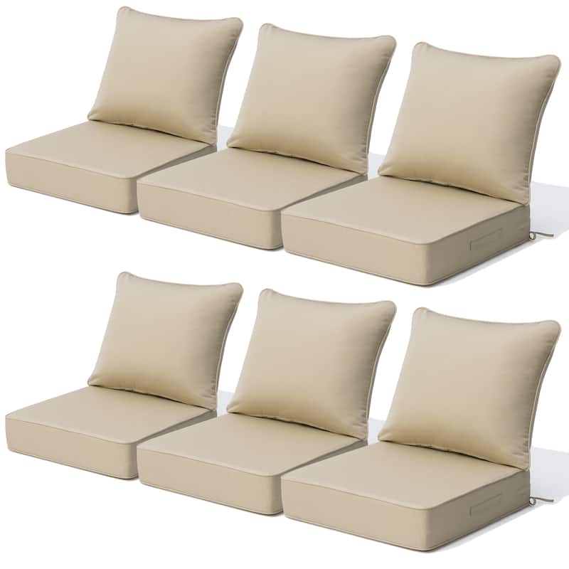 Outdoor Patio Deep Seat Sunbrella Fabric Cushion Set Chair Cushion - 6PC - Canvas Antique Beige