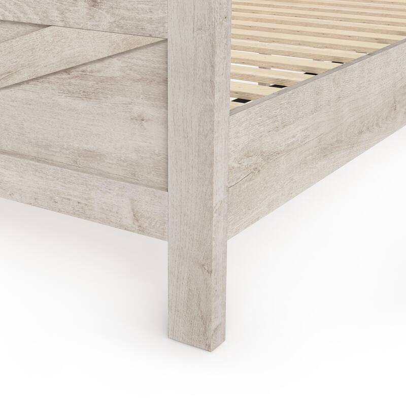 King/Queen Size Wood Platform Bed Frame With Headboard, Solid Wood Platform Bed, No Box Spring Needed, Easy Assembly