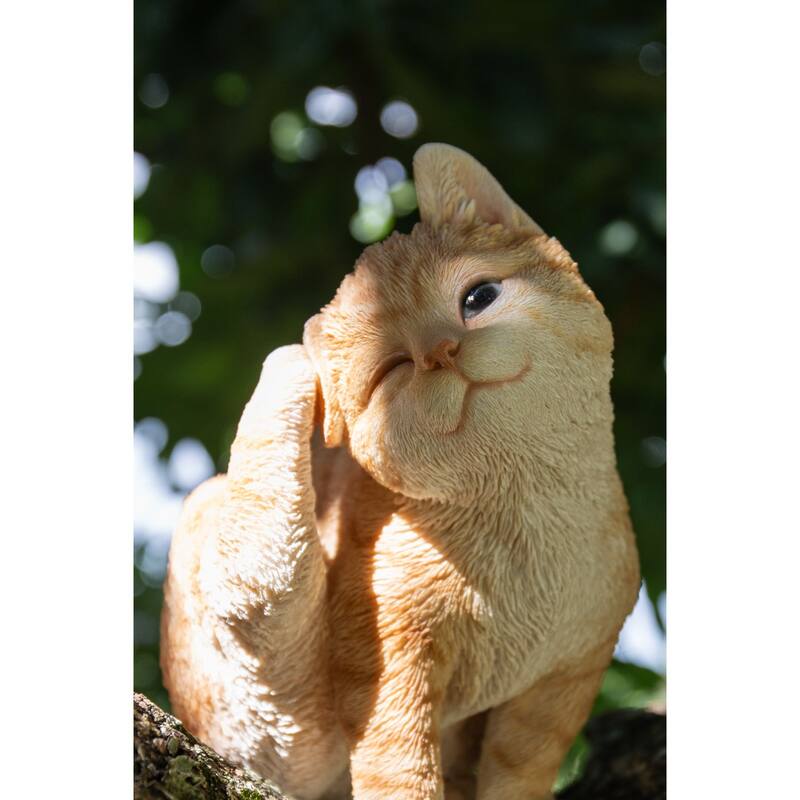 6.5" Winking Cat Scratching Outdoor Garden Statue