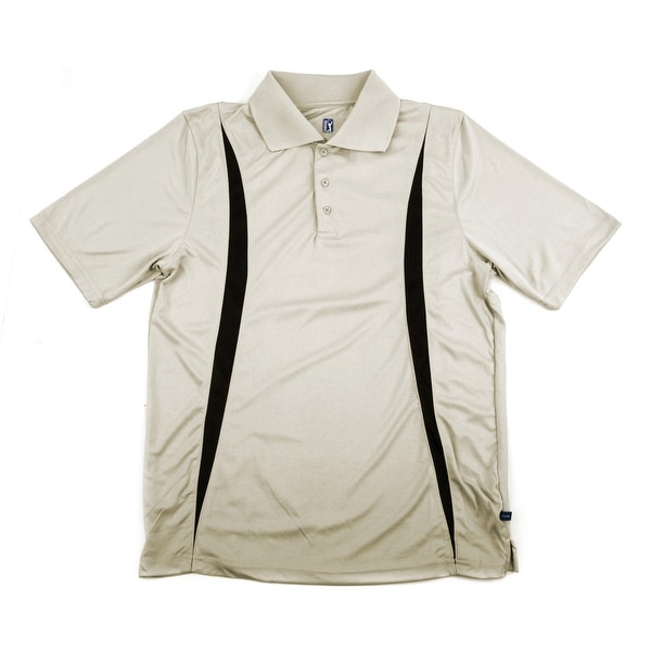 PGA TOUR Men's Polo Shirt - Stone w/ Black Print - X Large