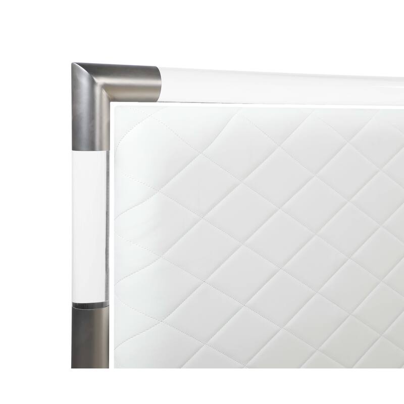 Somette Upholstered Bed with Solid Acrylic and Brushed Nickel Frame
