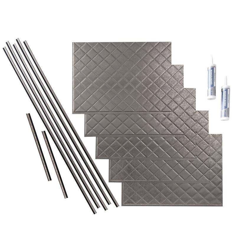 Fasade Quilted Backsplash in Galvanized Steel 15-square-foot 15 Sq Ft Kit - 15 Sq Ft Kit
