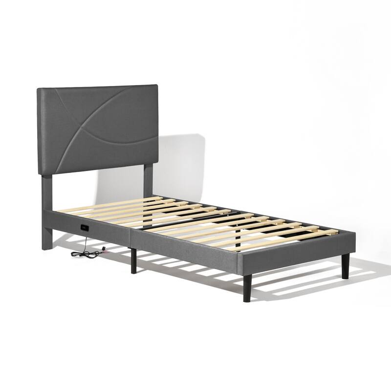 Homy Casa Platform Bed with LED Headboard & Charging Ports