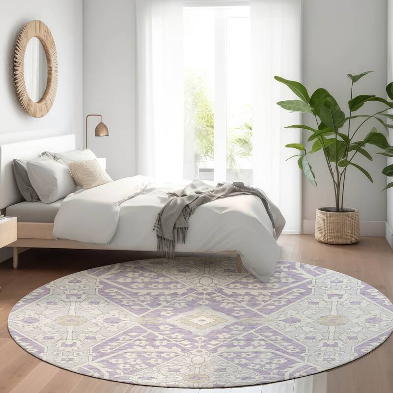 Premium Washable Super Soft Traditional Agra Mayfield Rug - Lavender - 8' x 8'
