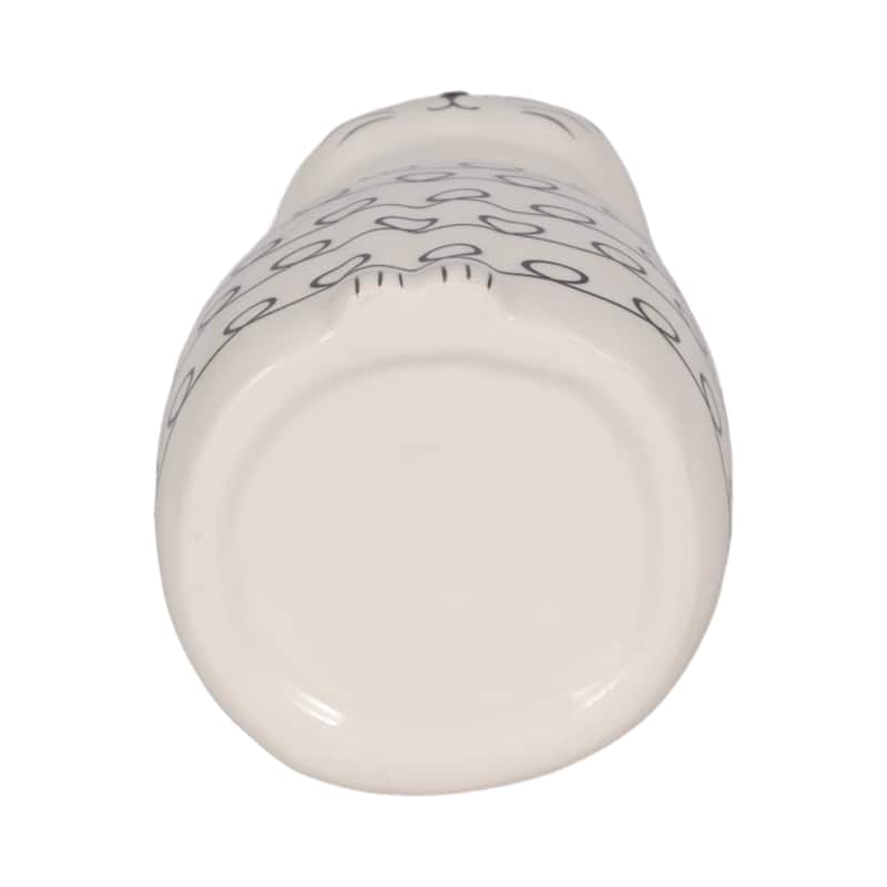 Sagebrook Home Ceramic Figurine - 7-Inch Squiggly Kitty with Unique Vase Opening, White and Black - 4" x 4" x 7"