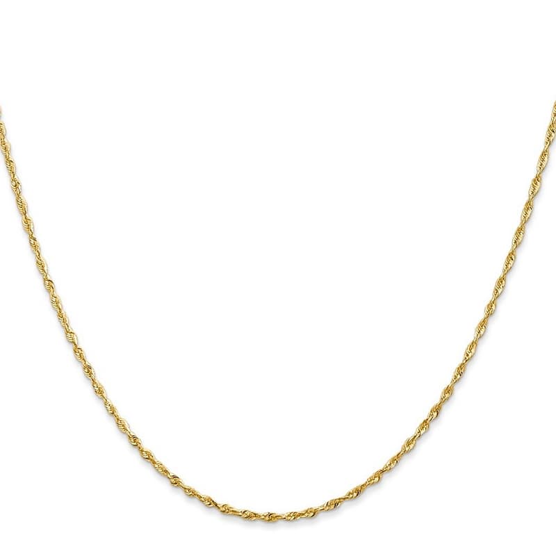Curata 14k Yellow Gold Solid 1.5mm Diamond-Cut Light Rope Chain Necklace Options: 16 18 20 24