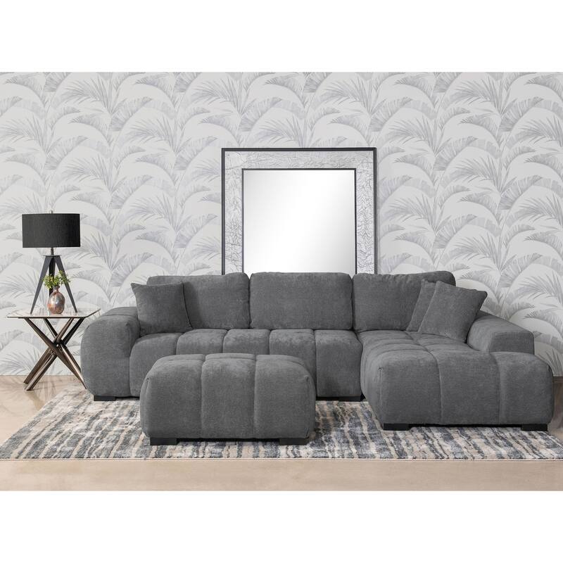 Plather Upholstered Sectional Chaise Sofa