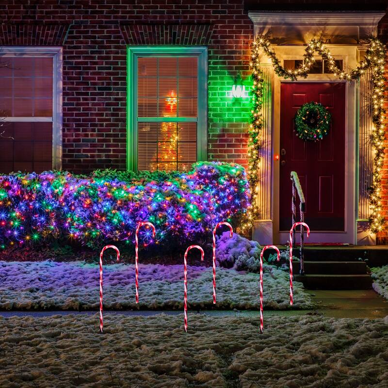 Set of 3 Twinkle Candy Cane Pathway Markers 26"
