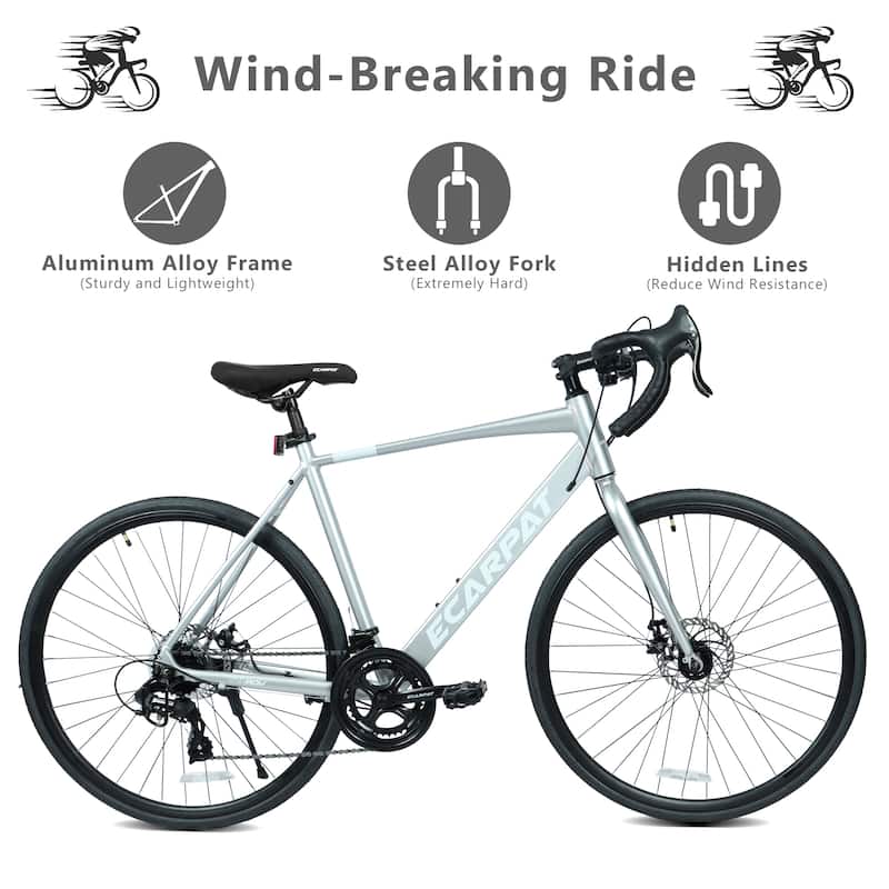 28" Road Bike, Lightweight Aluminum Frame, Disc Brakes, 16-Speed, Fast Acceleration for Men and Women, for High-Intensity Riding
