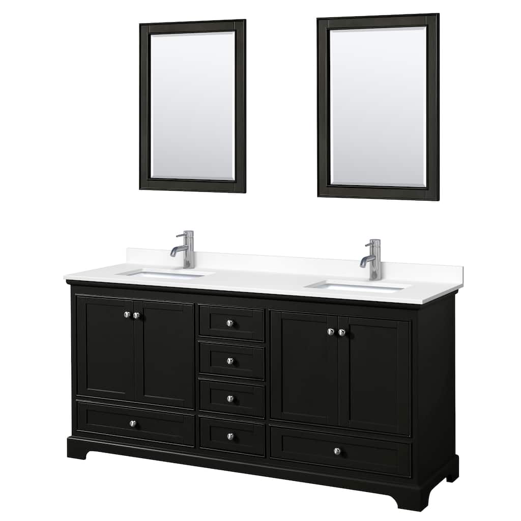Deborah 72-inch Double Vanity, Cultured Marble Top, 24-inch Mirrors