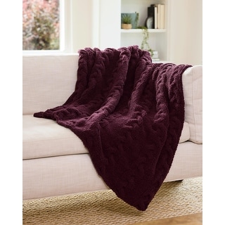 Tommy Bahama Chenille Cable Knit Solid Throw Blanket Bed Bath