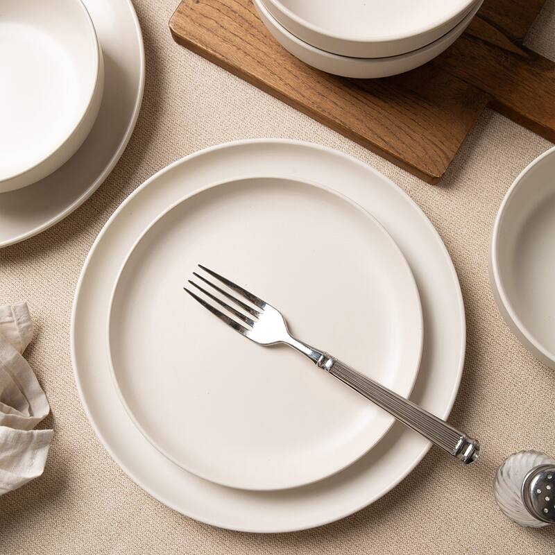 12PCS Stoneware Dinnerware Set, Microwave Dishwasher Safe Stackable