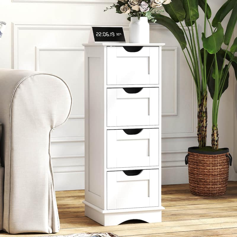 Costway Bathroom Storage Cabinet with 4 Drawers Cut-out Handles - See Details