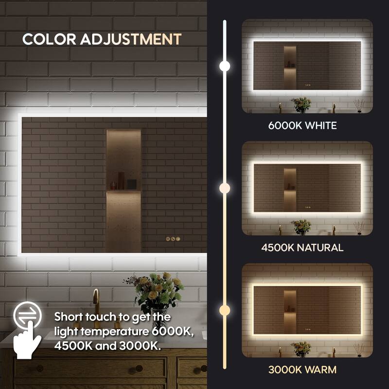 Modern Wall Mounted LED Bathroom Frontlit/Backlit Mirror With PMMA Diffuser