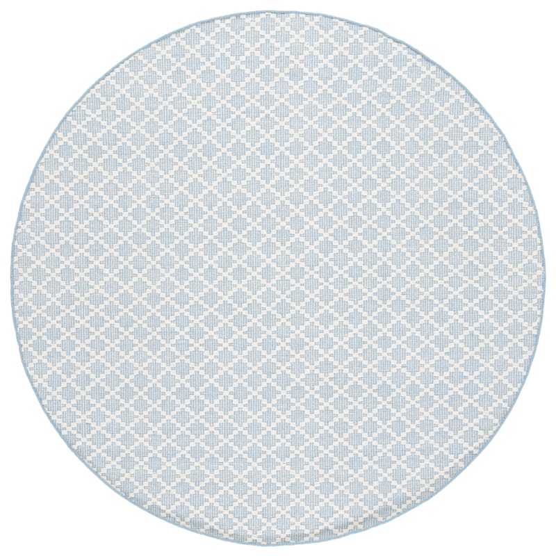 SAFAVIEH Hand-Woven Vermont Dedra Transitional Wool Rug - 6' Round - Light Blue/Ivory