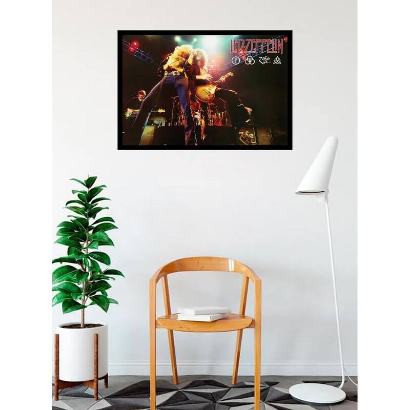 Led Zeppelin On Stage Framed Poster - 24 x 36 Inch
