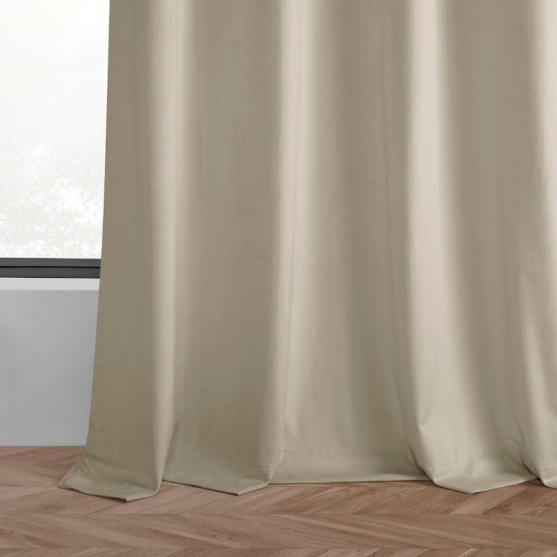 Exclusive Fabrics Basic Deluxe Velvet Curtains Pair - 2 Panels - Grommet Room Darkening Curtains