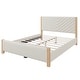 preview thumbnail 7 of 6, Modern Mid-Century Queen Size Upholstered Platform Bed Frame with Tufted Headboard and Solid Wood Legs, Beige