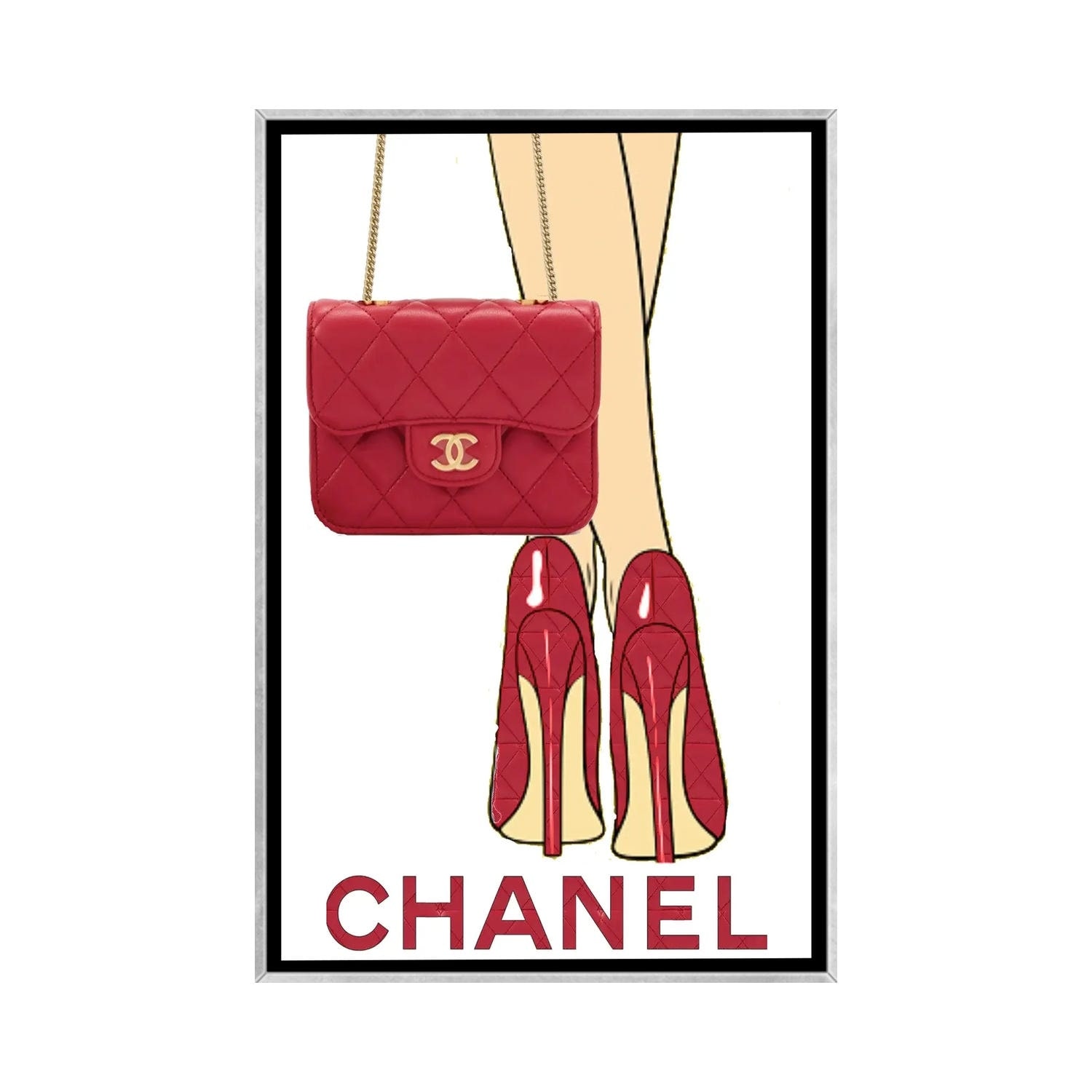 iCanvas Red Chanel Handbag by Julie Schreiber Framed - Bed Bath & Beyond  - 37750634