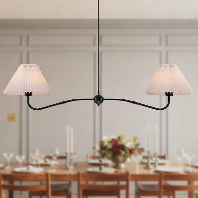 2-Light Linear Pleated Fabric Pendant Light