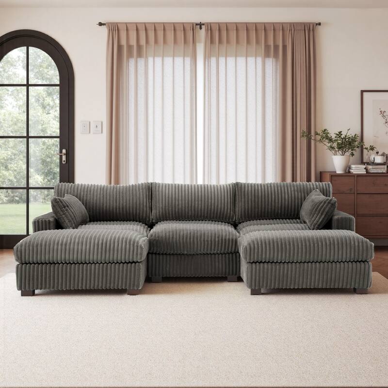 Modren Plush Oversized Modular Sectional Sofa Set with Chaise&Ottoman.