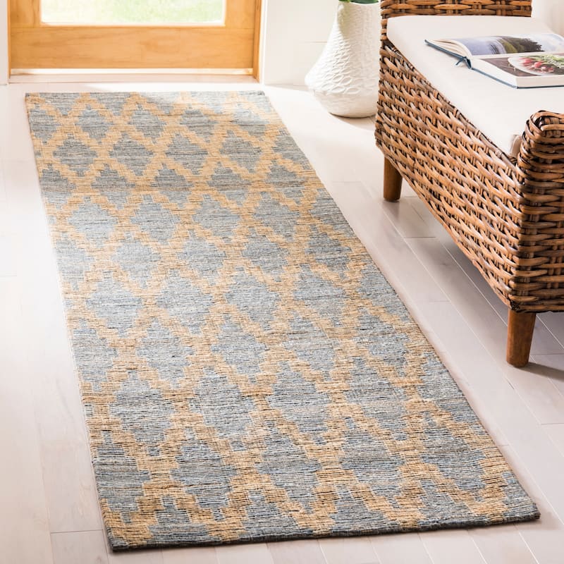 SAFAVIEH Handmade Cape Cod Kairi Coastal Jute Rug - 2'3" x 8' Runner - Light Blue/Gold