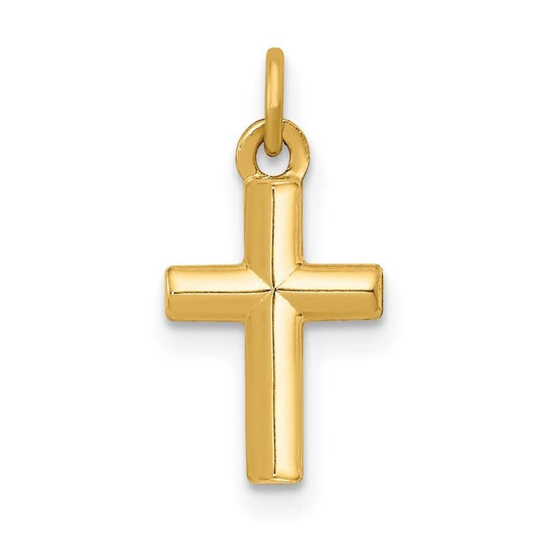 Curata 14k Yellow Gold Polished Very Small Cross Necklace - 8x13.5mm