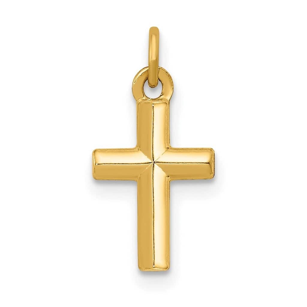 Curata 14k Yellow Gold Polished Very Small Cross Necklace - 8x13.5mm