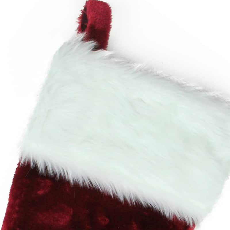 20" Burgundy and White Traditional Christmas Stocking