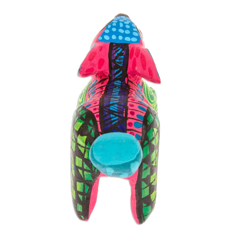 Novica Handmade Carmine Rabbit Wood Alebrije Figurine