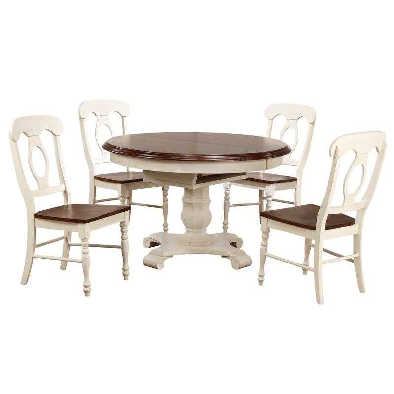 Extendable Dining Set - 5 Piece Round/Oval Table & Chairs - Art Deco Style
