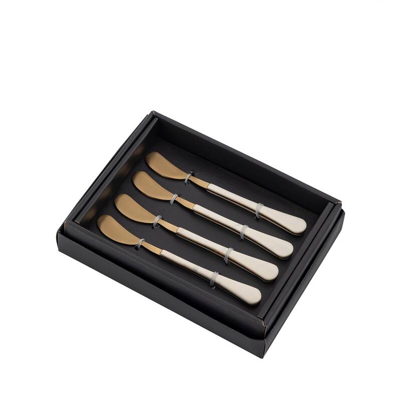 Set of 4 Gold & White Stainless Steel Spreaders