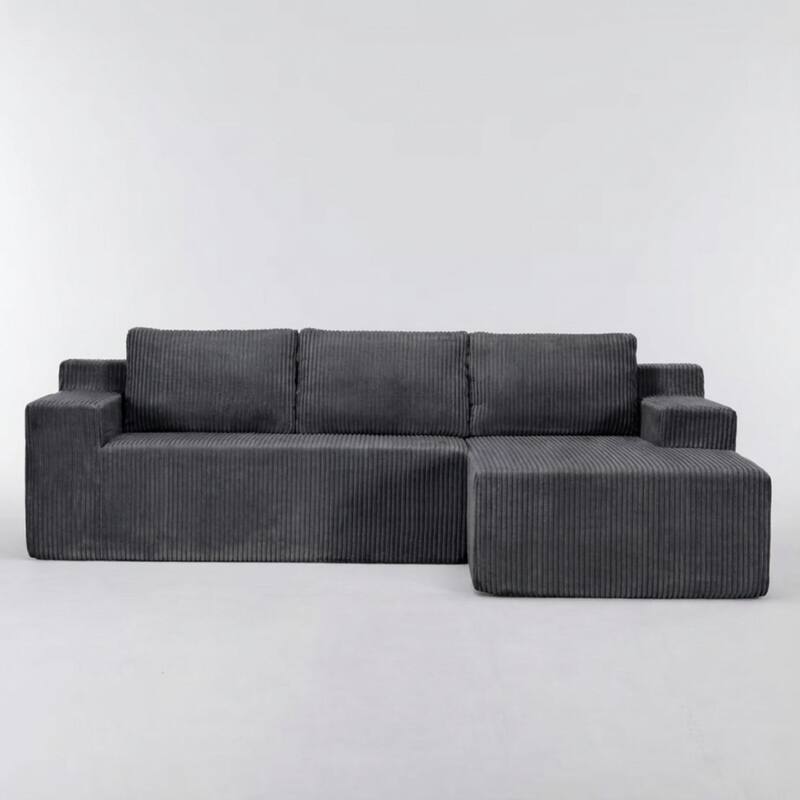 96" L-Shaped Corduroy Sectional Sofa, No Assembly Required