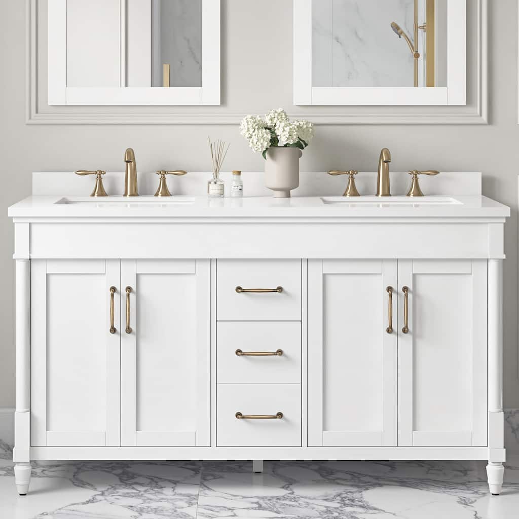Salisbury Bathroom Vanity with White Engineered Marble Top