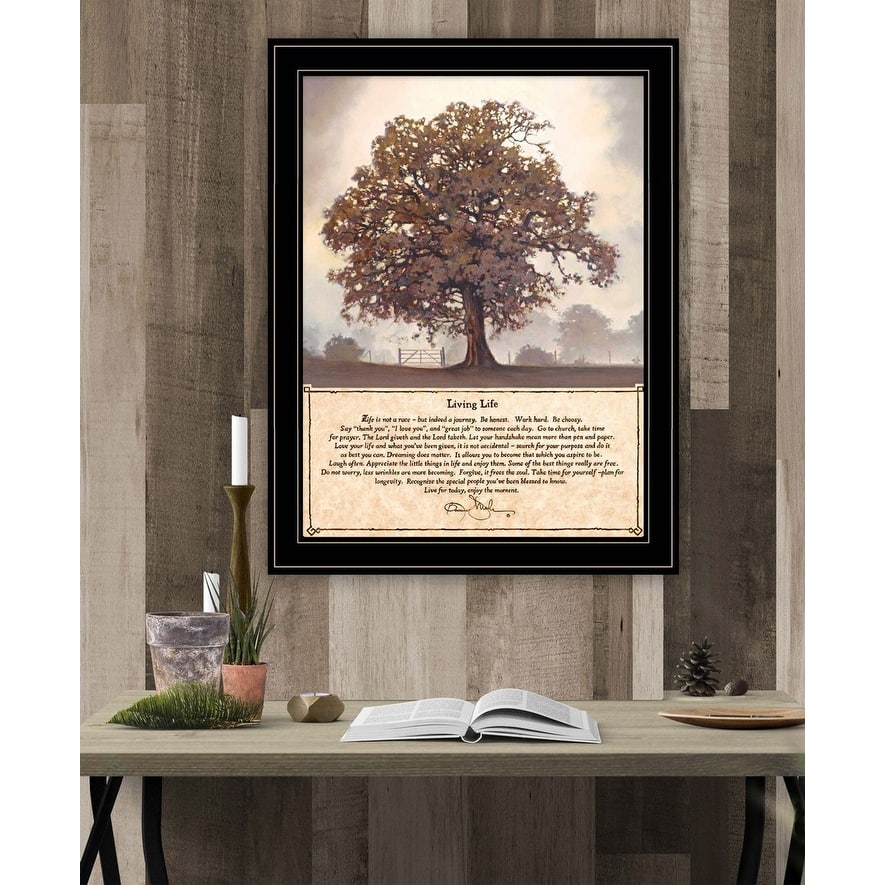 TrendyDecor4U Farmhouse "Living Life" Framed Wall Art by Bonnie Mohr - Earthtone