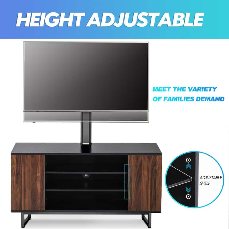 FITUEYES Brown Mid Century Modern TV Stand for 32 to 70 Inch TVS - 70INCH