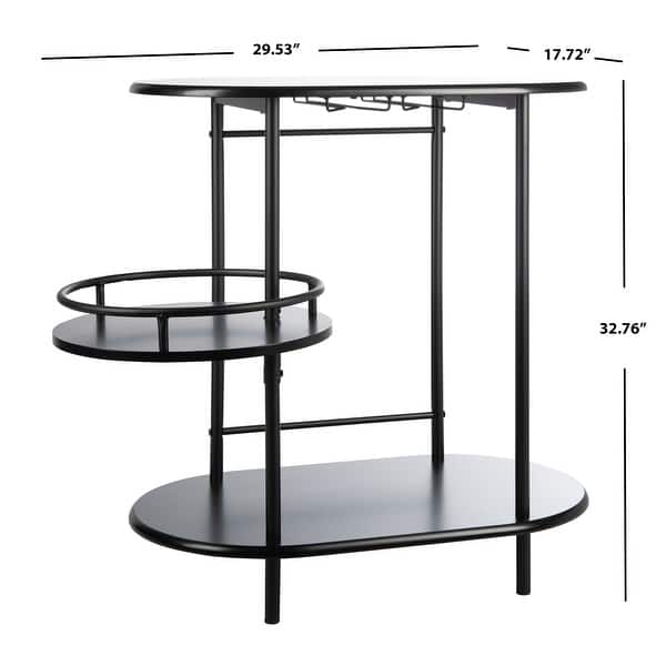 dimension image slide 2 of 3, SAFAVIEH Iva 17.7-Inch Swivel 3-Tier Metal Bar Cart - 29.53" W x 17.72" L x 32.76" H