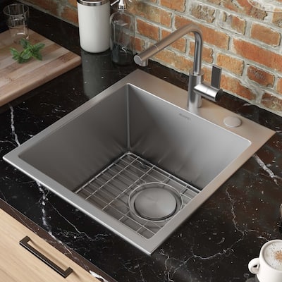 Ruvati 18 x 20 inch Drop-in Topmount Rounded 16 Gauge Stainless Steel Kitchen Sink Single Bowl - RVH8006 - 18" x 20″