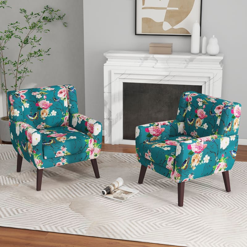 Modern Upholstered Faux Leather Tufted Armchair Linen Accent Chairs