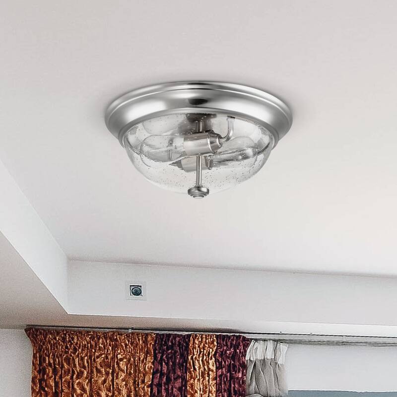 13" Prominence Home Designer Series Flush Mount Bowl Light - Brushed Nickel Seeded