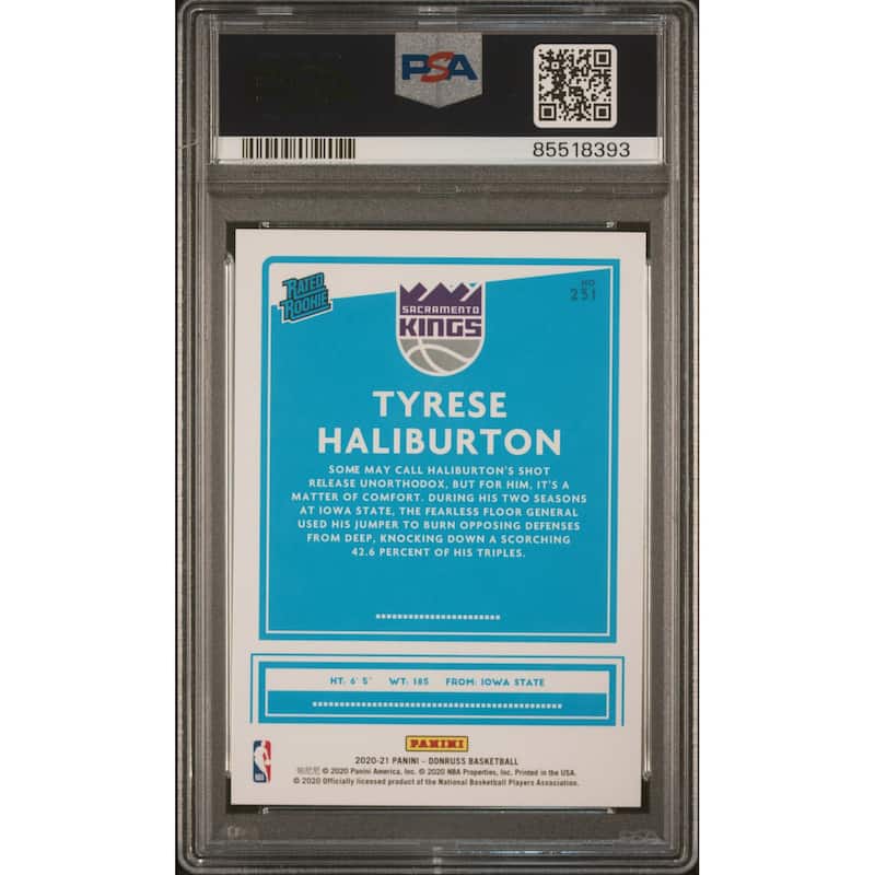 Tyrese Haliburton 2020 Panini Donruss Basketball Rookie Card #231 Graded PSA 10 - 8' x 11'