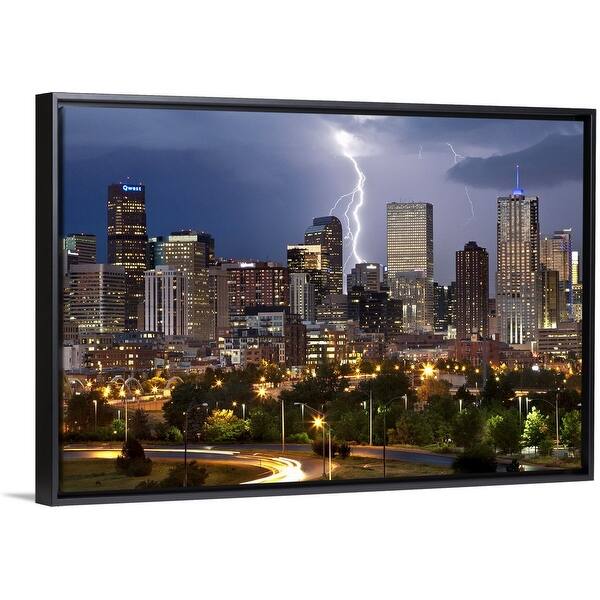 Shop Denver Skyline Colorado Black Float Frame Canvas Art